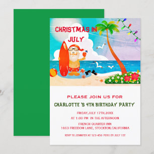 Invitation Noël En Juillet Fête D'Anniversaire D'Été