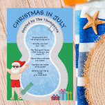 Invitation Noël en juillet Fête de la piscine d'été du Père N<br><div class="desc">Ce dessin amusant de Noël en Juillet fait une invitation parfaite pour une fête d'été pour une réunion de billard. Faites-en une extravagance amusante sur le thème du pôle nord avec le Père Noël dans ses troncs de natation à côté d'une piscine cool et de plongée. Jolly Saint Nick est...</div>