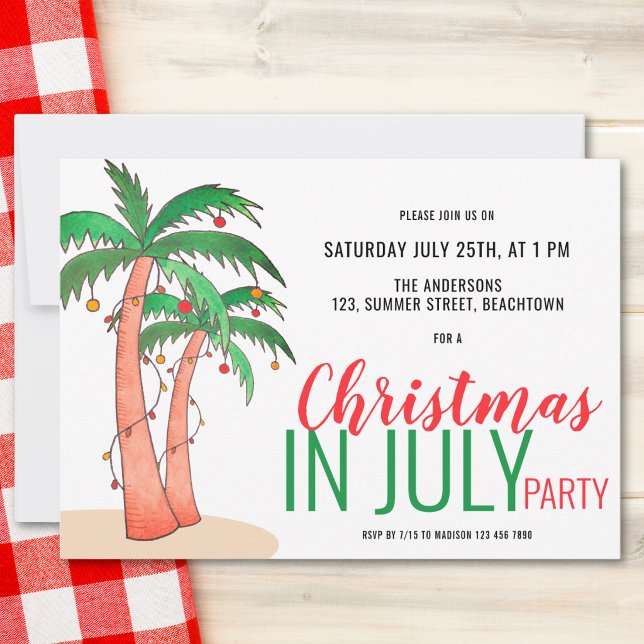 Invitation Noël en juillet Fête d'été (Créateur téléchargé)