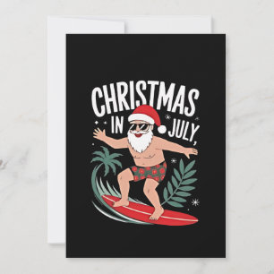 Invitation Noël en Juillet Funny Surfing Père Noël Vacances