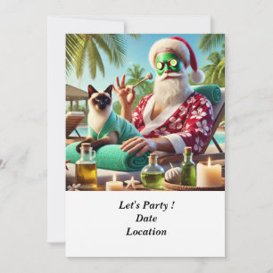 Invitation Noël en juillet Pool Party avec le Père Noël Invi