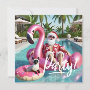 Invitation Noël en juillet Pool Party avec le Père Noël Invi