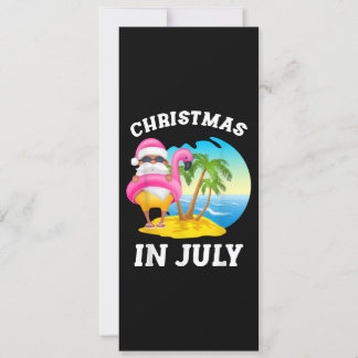Invitation Noël en Juillet Santa Flamingo Piscine Été