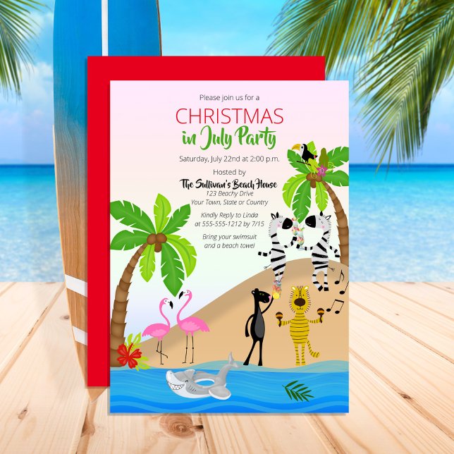 Invitation Noël en juillet Tropical Beach Party (Créateur téléchargé)