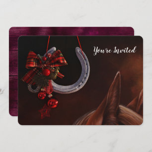 Invitation Noël équestre pendre en fer à cheval Photo