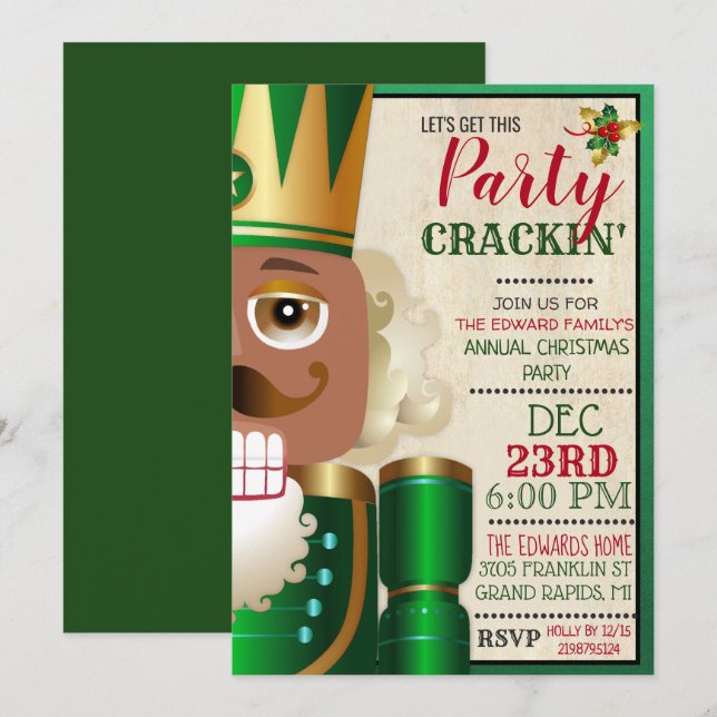 Invitation Noël Ethnique Afro-Américain du Casse-Noisette Inv (Devant / Derrière)