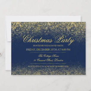 Invitation Noël étincelant or Parties scintillant poussière b