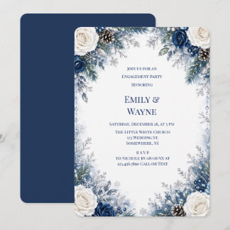 Invitation Noël Fantastique Fête de Fiançailles Rose Bleue et