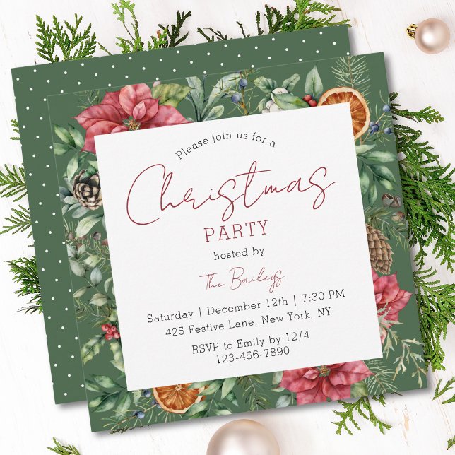 Invitation Noël Festif Script Floral moderne (Créateur téléchargé)