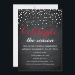 Invitation Noël Fête Black Chalkboard<br><div class="desc">C'est la belle carte d'invitation Noël Holiday Black Chalkboard Parties scintillant Family Party.</div>