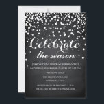 Invitation Noël Fête Black Chalkboard<br><div class="desc">C'est la belle carte d'invitation Noël Holiday Black Chalkboard Parties scintillant Family Party.</div>