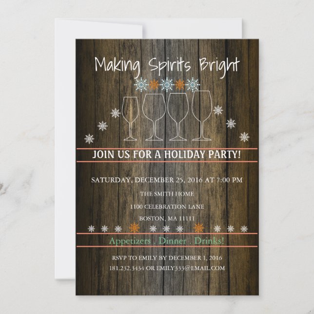 Invitation Noël Fête Bois Arrière - plan Fête Flambole de nei (Devant)