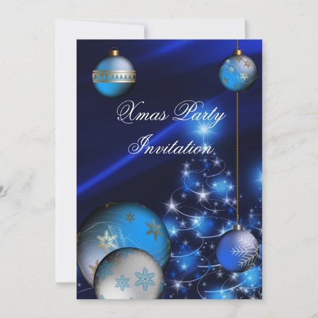 Invitation Noël Fête de Noël Boules Bleues Noël (Devant)