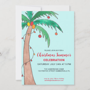 Invitation Noël Fête d'été Palm Tree