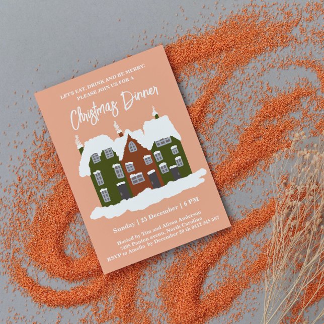 Invitation Noël Fête Maisons vertes (Créateur téléchargé)