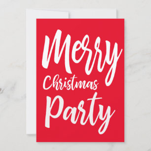 Invitation Noël Fête Rouge avec la typographie blanche