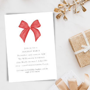 Invitation Noël Fête Ruban Rouge Classique de Fêtes de Fin d'