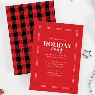 Invitation Noël Fête Russe Rouge Buffalo Plaid