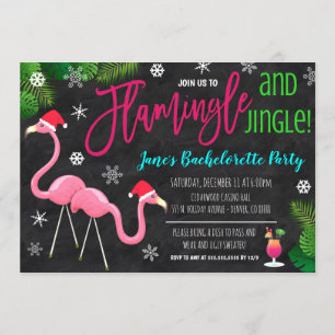 Invitation Noël Flamingle et Jingle Party