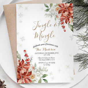 Invitation Noël Floral Jingle d'hiver & Mingle Snowflakes