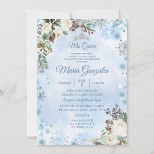Invitation Noël Floral Mexicaine Fille Douce 15e anniversaire