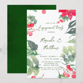 Invitation Noël Floral Peinture verte Fiançailles