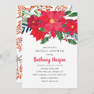 Invitation Noël Floral Poinsettia Fête des mariées