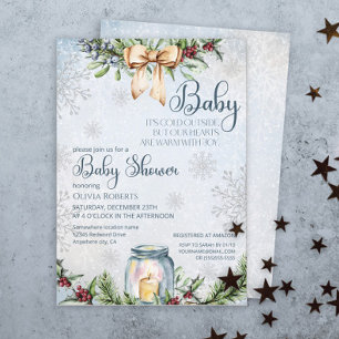 Invitation Noël Frosty Baby shower d'hiver neige