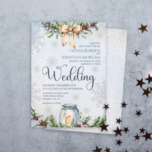 Invitation Noël Frosty Neige Mariage d'hiver (Créateur téléchargé)