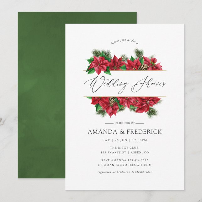 Invitation Noël géométrique de mariage sous la pluie d'aquare (Devant / Derrière)