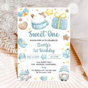 Invitation Noël Gnomes Sweet Un 1er anniversaire fête
