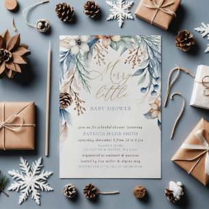 Invitation Noël Hiver Floral Joyeux Petit Baby shower