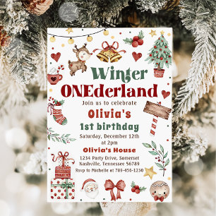 Invitation Noël hiver Onederland 1er anniversaire