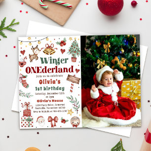 Invitation Noël hiver Onederland 1er anniversaire Photo