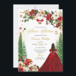 Invitation Noël hiver Rouge or Poinsettia Sweet sixteen<br><div class="desc">Noël hiver Rouge or Poinsettia Sweet sixteen Invitation</div>