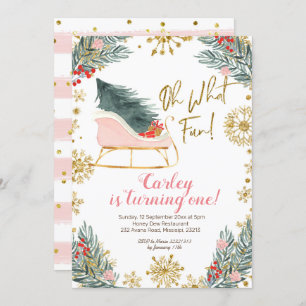 Invitation Noël Hiver Sleigh Oh Quel Amusement Premier Annive
