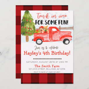 Invitation Noël Hiver Vintage Camion de ferme Anniversaire