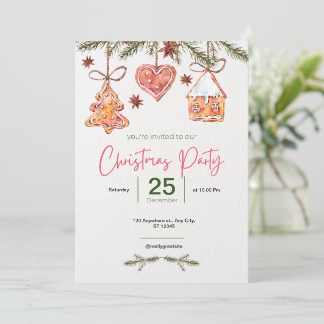 Invitation noël Holiday Entreprise Entreprise Famille Pink (Debout devant)