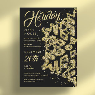 Invitation Noël Holiday Open House Gold Parties scintillant N