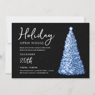 Invitation Noël Holiday Open House Navy Tree