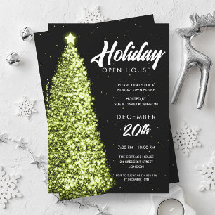 Invitation Noël Holiday Open House Party Vert