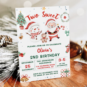 Invitation Noël Holiday Snowman Two Sweet 2e anniversaire