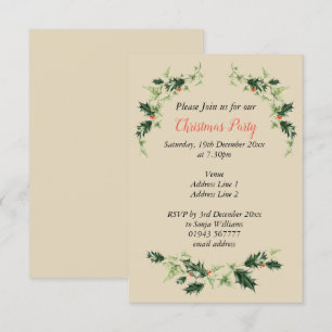 Invitation Noël Holly et Ivy personnalisé