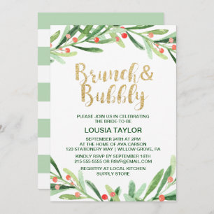 Invitation Noël Holly Wreath Brunch & Bubbly