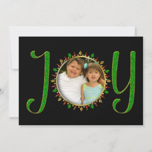 Invitation Noël, Insertion Photo, JOIE Green Faux Bijoux,