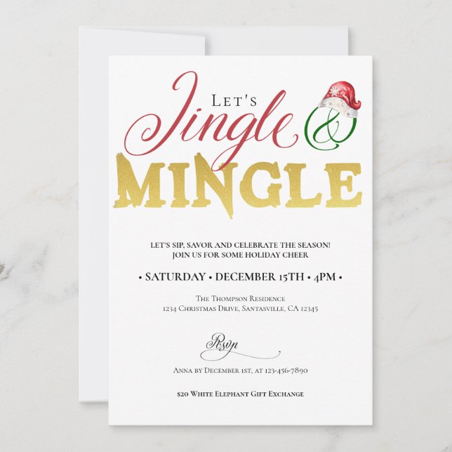 Invitation Noël Jingle Mingle Noël Fête de la saison (Devant)