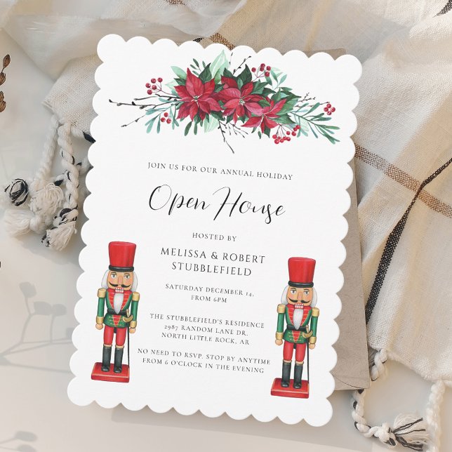 Invitation Noël Jouet Nutcracker Open House (Christmas Holidays Botanical and Nutcracker Open House Party Invitation)