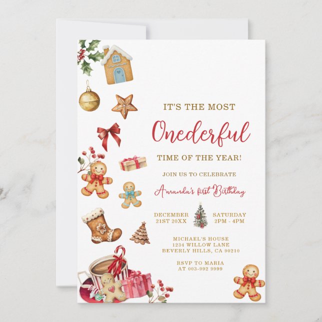 Invitation Noël Le Plus ONEderful Hiver 1er Anniversaire  (Devant)
