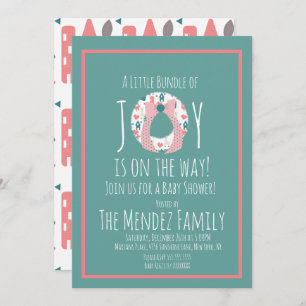 Invitation Noël Llama Baby shower Wreath Joy Bundle