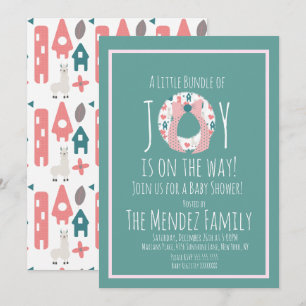 Invitation Noël Llama Baby shower Wreath Joy Bundle